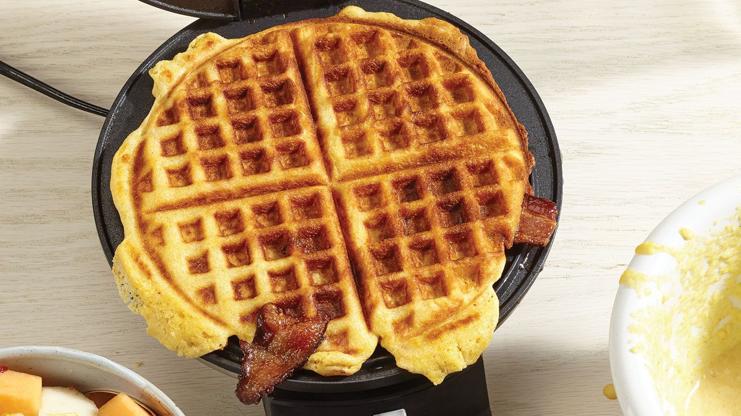 Cornbread Waffles with Waffled Bacon