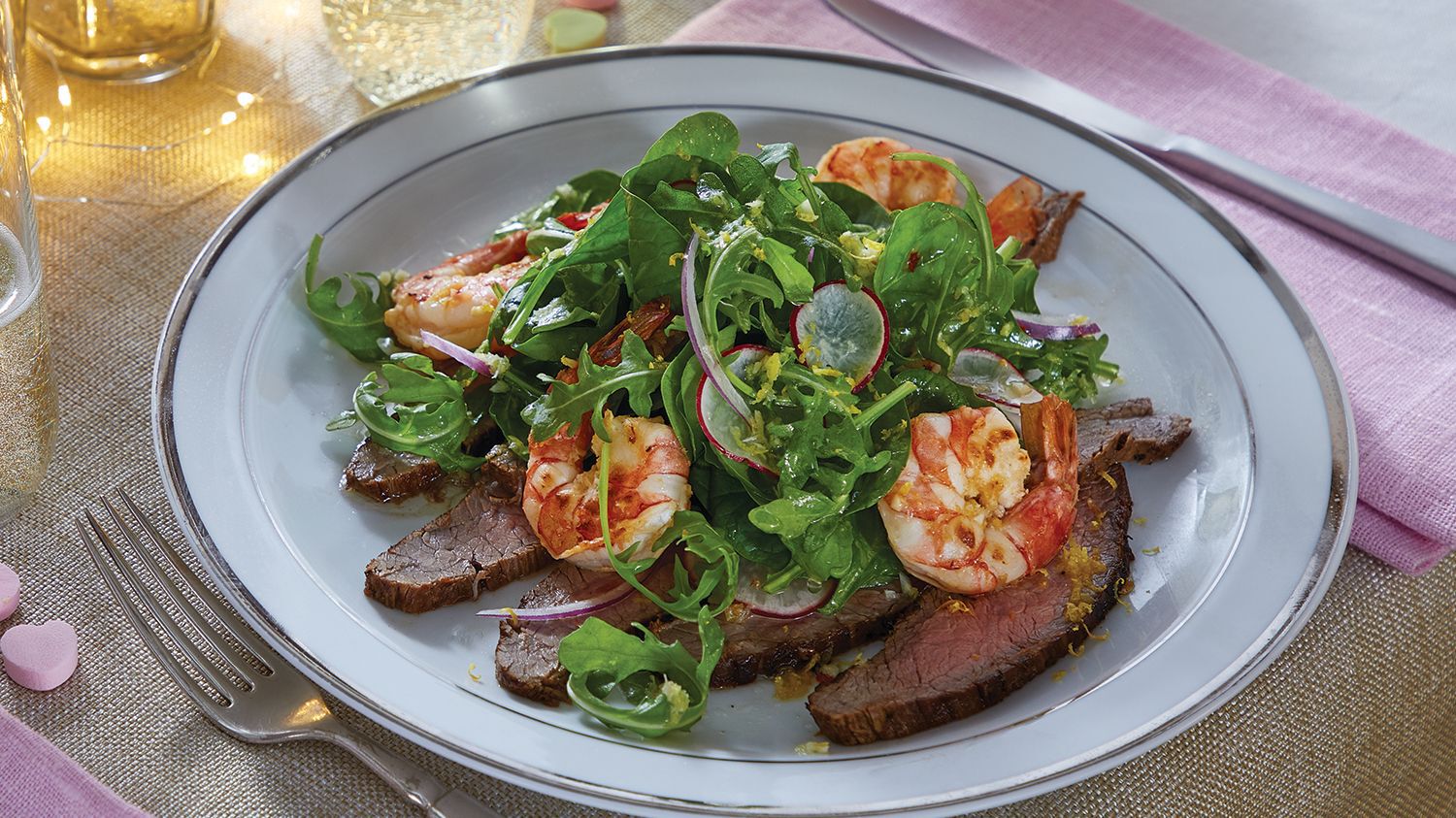 Recipe_Steak_And_Shrimp_With_Lemony_Greens