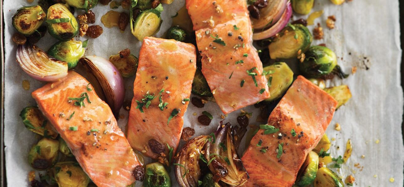 Roasted maple salmon & brussels sprouts