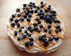 Coffee nut blueberry meringue cake