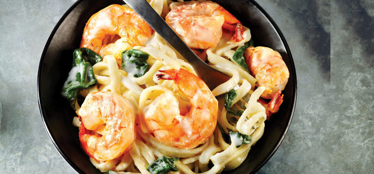 Alfredo linguine shrimp spinach